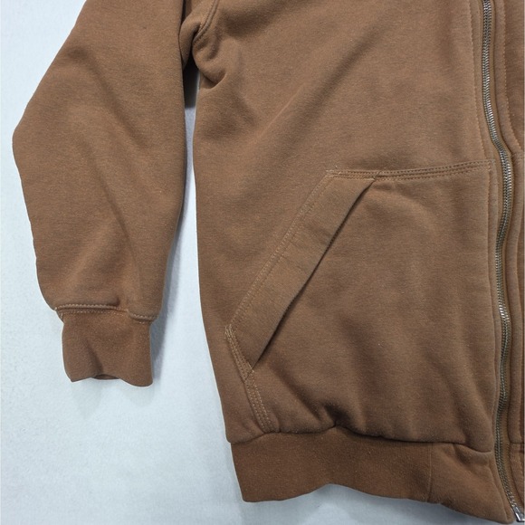 Carhartt Hoodie Jacket Mens Brown Full ZIp Lined Mexico Made Light Distress - Picture 5 of 10